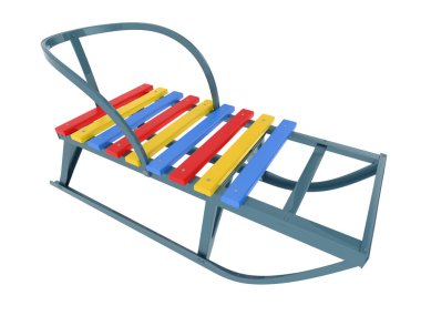 Sledge arka planda izole edildi. 3d görüntüleme - illüstrasyon