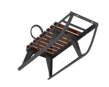 Sledge arka planda izole edildi. 3d görüntüleme - illüstrasyon