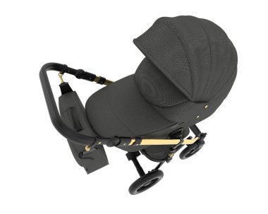 Bebek arabası beyaz arka planda izole edilmiş. 3d görüntüleme - illüstrasyon