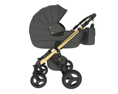 Bebek arabası beyaz arka planda izole edilmiş. 3d görüntüleme - illüstrasyon