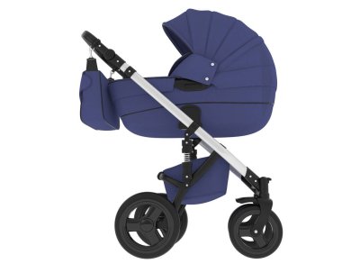 Bebek arabası beyaz arka planda izole edilmiş. 3d görüntüleme - illüstrasyon