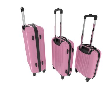 Arka planda izole edilmiş seyahat bavulları. 3d görüntüleme - illüstrasyon