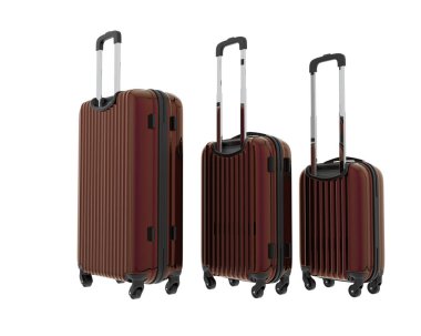 Arka planda izole edilmiş seyahat bavulları. 3d görüntüleme - illüstrasyon