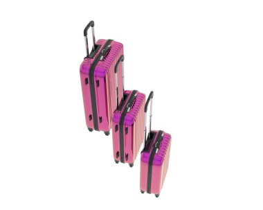 Arka planda izole edilmiş seyahat bavulları. 3d görüntüleme - illüstrasyon