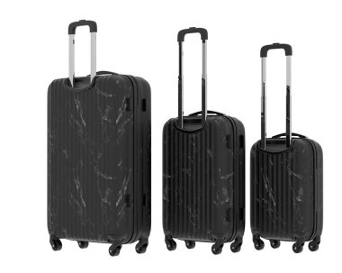 Arka planda izole edilmiş seyahat bavulları. 3d görüntüleme - illüstrasyon