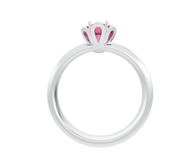 Beyaz arka planda izole edilmiş değerli taşları olan yüzük.. 