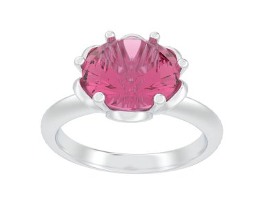 Beyaz arka planda izole edilmiş değerli taşları olan yüzük.. 