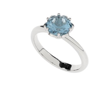 Beyaz arka planda izole edilmiş değerli taşları olan yüzük.. 