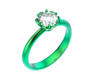 Beyaz arka planda izole edilmiş değerli taşları olan yüzük.. 