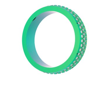 Beyaz arka planda izole edilmiş değerli taşları olan yüzük.. 