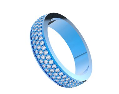 Beyaz arka planda izole edilmiş değerli taşları olan yüzük.. 