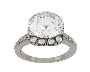 Beyaz arka planda izole edilmiş değerli taşları olan yüzük.. 