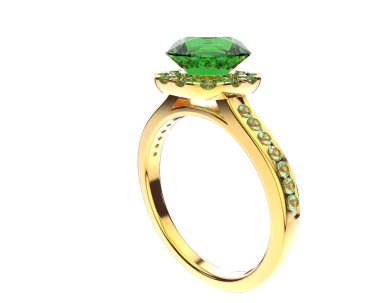 Beyaz arka planda izole edilmiş değerli taşları olan yüzük.. 