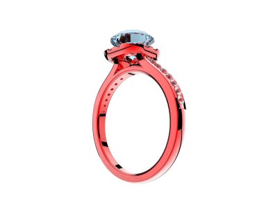 Beyaz arka planda izole edilmiş değerli taşları olan yüzük.. 