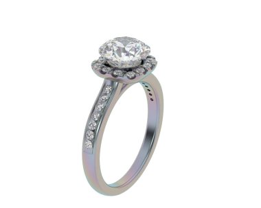 Beyaz arka planda izole edilmiş değerli taşları olan yüzük.. 