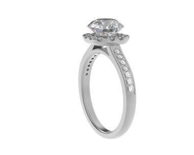 Beyaz arka planda izole edilmiş değerli taşları olan yüzük.. 