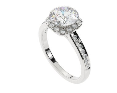 Beyaz arka planda izole edilmiş değerli taşları olan yüzük.. 