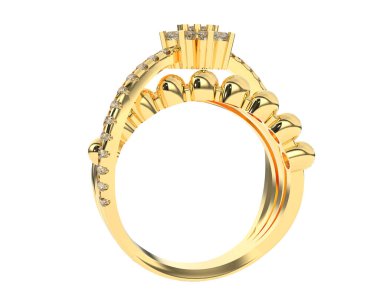 Beyaz arka planda izole edilmiş değerli taşları olan yüzük.. 