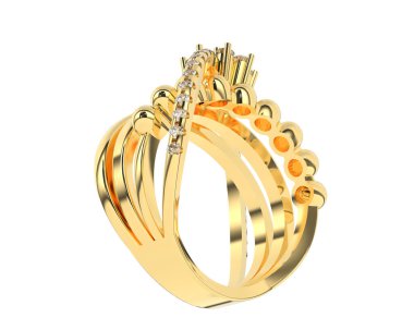 Beyaz arka planda izole edilmiş değerli taşları olan yüzük.. 