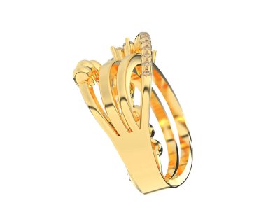 Beyaz arka planda izole edilmiş değerli taşları olan yüzük.. 