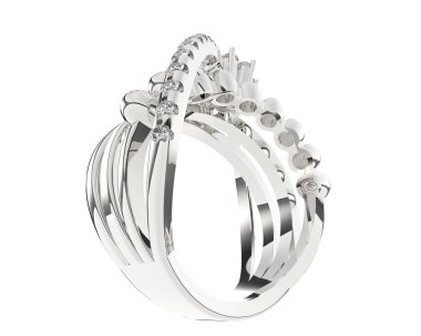 Beyaz arka planda izole edilmiş değerli taşları olan yüzük.. 