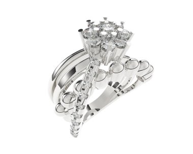 Beyaz arka planda izole edilmiş değerli taşları olan yüzük.. 