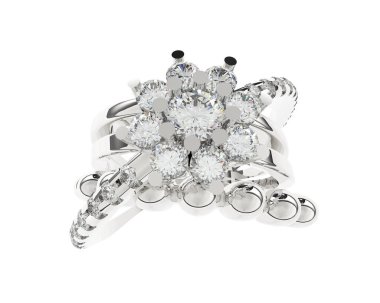 Beyaz arka planda izole edilmiş değerli taşları olan yüzük.. 