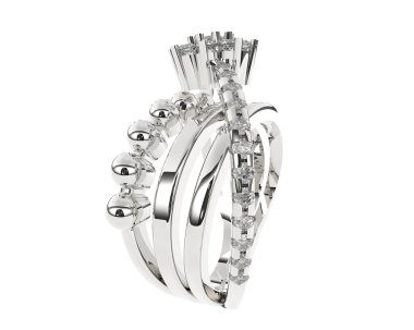 Beyaz arka planda izole edilmiş değerli taşları olan yüzük.. 