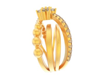 Beyaz arka planda izole edilmiş değerli taşları olan yüzük.. 