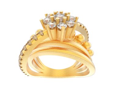 Beyaz arka planda izole edilmiş değerli taşları olan yüzük.. 