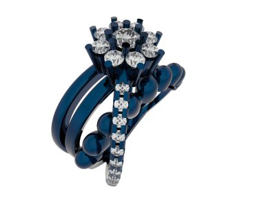 Beyaz arka planda izole edilmiş değerli taşları olan yüzük.. 