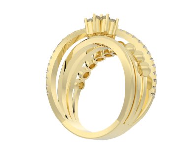 Beyaz arka planda izole edilmiş değerli taşları olan yüzük.. 