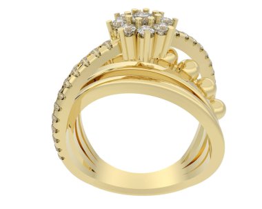 Beyaz arka planda izole edilmiş değerli taşları olan yüzük.. 