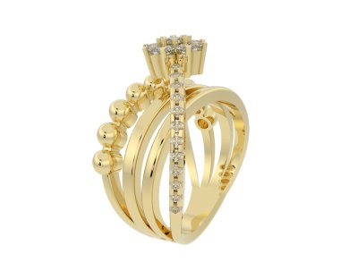 Beyaz arka planda izole edilmiş değerli taşları olan yüzük.. 