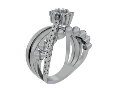 Beyaz arka planda izole edilmiş değerli taşları olan yüzük.. 