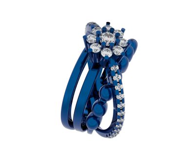 Beyaz arka planda izole edilmiş değerli taşları olan yüzük.. 