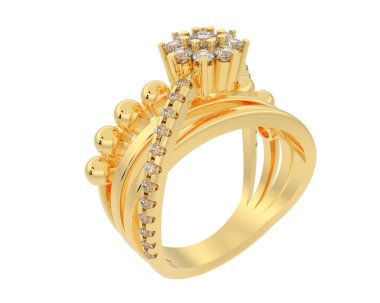 Beyaz arka planda izole edilmiş değerli taşları olan yüzük.. 