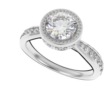 Beyaz arka planda izole edilmiş değerli taşları olan yüzük.. 