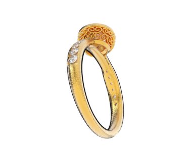 Beyaz arka planda izole edilmiş değerli taşları olan yüzük.. 