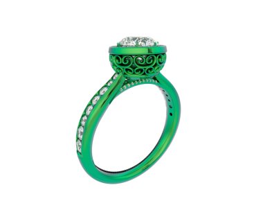 Beyaz arka planda izole edilmiş değerli taşları olan yüzük.. 