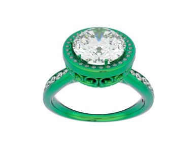 Beyaz arka planda izole edilmiş değerli taşları olan yüzük.. 