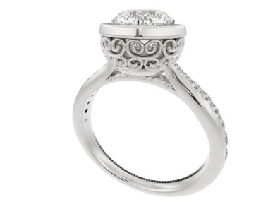 Beyaz arka planda izole edilmiş değerli taşları olan yüzük.. 