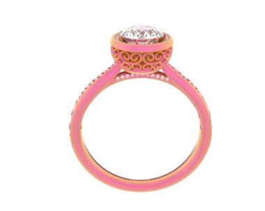 Beyaz arka planda izole edilmiş değerli taşları olan yüzük.. 