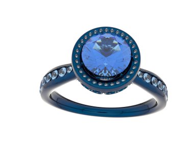 Beyaz arka planda izole edilmiş değerli taşları olan yüzük.. 