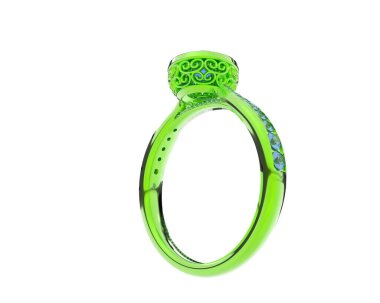 Beyaz arka planda izole edilmiş değerli taşları olan yüzük.. 