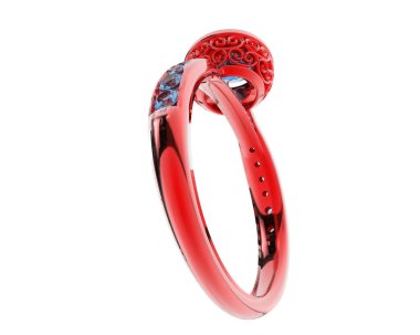 Beyaz arka planda izole edilmiş değerli taşları olan yüzük.. 