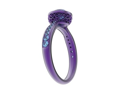 Beyaz arka planda izole edilmiş değerli taşları olan yüzük.. 