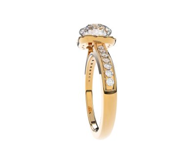 Beyaz arka planda izole edilmiş değerli taşları olan yüzük.. 