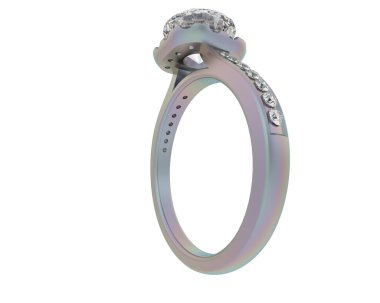 Beyaz arka planda izole edilmiş değerli taşları olan yüzük.. 