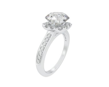 Beyaz arka planda izole edilmiş değerli taşları olan yüzük.. 